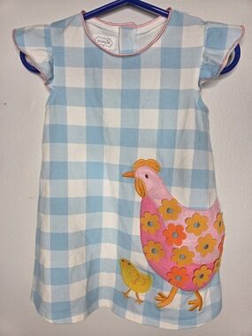 Mud Pie Light Blue Baby Top with Pink Trim